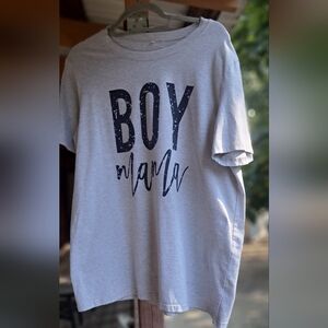 "Boy Mama" Gray Graphic T-Shirt